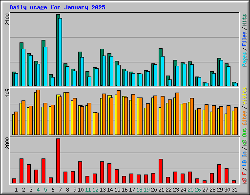 Daily usage for January 2025